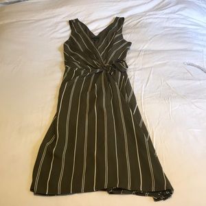 Ann Taylor Stripe Belted Wrap Dress